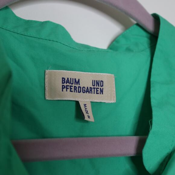 BAUM UND PFERDGARTEN Puff Sleeve Mini Dress Cotton Mint Green Women's 38 / US 8 - Picture 10 of 11